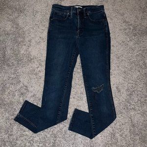Madewell Womens 10" High Rise Skinny Jeans Size 27x27 Tall Dark Wash Distressed